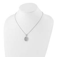 Sterling Silver & CZ Brilliant Embers Polished Oval Necklace view 4