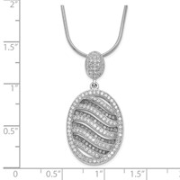 Sterling Silver & CZ Brilliant Embers Polished Oval Necklace view 3