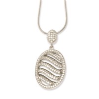 Sterling Silver & CZ Brilliant Embers Polished Oval Necklace view 2