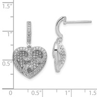 Brilliant Embers Sterling Silver Polished CZ Heart Post Dangle Earrings view 3