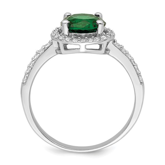 Brilliant Embers Sterling Silver Rhodium-plated 35 Stone White and Green Micro Pavé CZ Ring