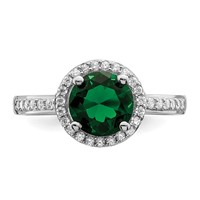 Brilliant Embers Sterling Silver Rhodium-plated 35 Stone White and Green Micro Pavé CZ Ring view 4