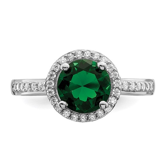 Brilliant Embers Sterling Silver Rhodium-plated 35 Stone White and Green Micro Pavé CZ Ring