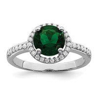 Brilliant Embers Sterling Silver Rhodium-plated 35 Stone White and Green Micro Pavé CZ Ring view 1