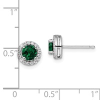 Brilliant Embers Sterling Silver Rhodium-plated 34 Stone White and Green Micro Pavé Halo CZ Post Earrings view 4