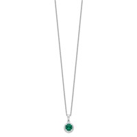 Brilliant Embers Sterling Silver Rhodium-plated 20 Stone White and Green Micro Pavé CZ Necklace with 2 Inch Extender, 18" view 2