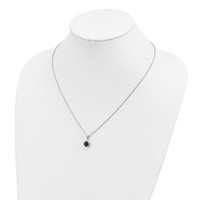 Brilliant Embers Sterling Silver Rhodium-plated 20 Stone White and Green Micro Pavé CZ Necklace with 2 Inch Extender, 18" view 3