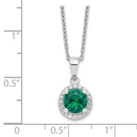 Brilliant Embers Sterling Silver Rhodium-plated 20 Stone White and Green Micro Pavé CZ Necklace with 2 Inch Extender, 18" view 4
