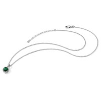 Brilliant Embers Sterling Silver Rhodium-plated 20 Stone White and Green Micro Pavé CZ Necklace with 2 Inch Extender, 18" view 5
