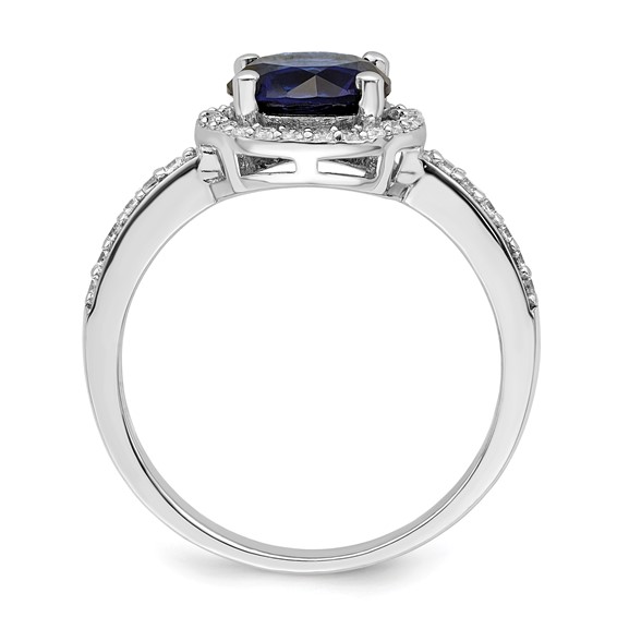 Brilliant Embers Sterling Silver Rhodium-plated 35 Stone White and Blue Micro Pavé CZ Ring
