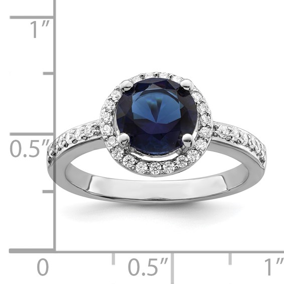 Brilliant Embers Sterling Silver Rhodium-plated 35 Stone White and Blue Micro Pavé CZ Ring