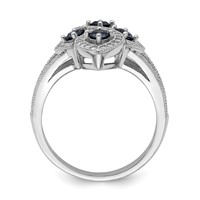 Brilliant Embers Sterling Silver Rhodium-plated 84 Stone Blue and White Micro Pavé CZ Ring view 2