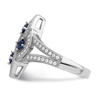 Brilliant Embers Sterling Silver Rhodium-plated 84 Stone Blue and White Micro Pavé CZ Ring view 3
