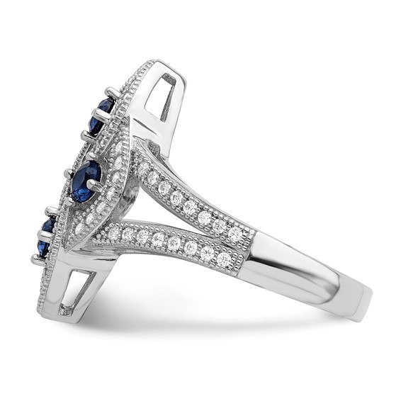 Brilliant Embers Sterling Silver Rhodium-plated 84 Stone Blue and White Micro Pavé CZ Ring