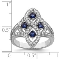 Brilliant Embers Sterling Silver Rhodium-plated 84 Stone Blue and White Micro Pavé CZ Ring view 5