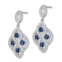 Brilliant Embers Sterling Silver Rhodium-plated 128 Stone Vintage Style Blue and White CZ Dangle Post Earrings view 2