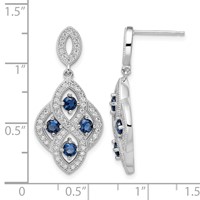 Brilliant Embers Sterling Silver Rhodium-plated 128 Stone Vintage Style Blue and White CZ Dangle Post Earrings view 4