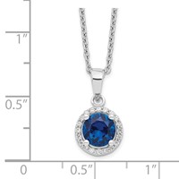 Brilliant Embers Sterling Silver Rhodium-plated 20 Stone White and Blue Micro Pavé CZ Necklace with 2 Inch Extender, 18" view 3
