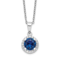 Brilliant Embers Sterling Silver Rhodium-plated 20 Stone White and Blue Micro Pavé CZ Necklace with 2 Inch Extender, 18" view 1
