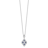 Brilliant Embers Sterling Silver Rhodium-Plated 64 Stone Blue and White CZ Vintage Style Dangle Necklace with 2 Inch Extender, 18" view 2