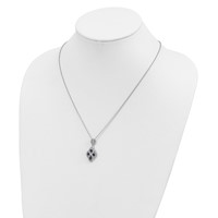 Brilliant Embers Sterling Silver Rhodium-Plated 64 Stone Blue and White CZ Vintage Style Dangle Necklace with 2 Inch Extender, 18" view 4