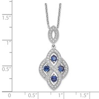 Brilliant Embers Sterling Silver Rhodium-Plated 64 Stone Blue and White CZ Vintage Style Dangle Necklace with 2 Inch Extender, 18" view 3