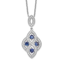 Brilliant Embers Sterling Silver Rhodium-Plated 64 Stone Blue and White CZ Vintage Style Dangle Necklace with 2 Inch Extender, 18" view 1