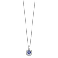 Brilliant Embers Sterling Silver Rhodium-plated 104 Stone Micro Pavé Blue and White CZ Circle Necklace with 2 Inch Extender, 18" view 2