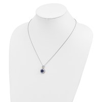 Brilliant Embers Sterling Silver Rhodium-plated 104 Stone Micro Pavé Blue and White CZ Circle Necklace with 2 Inch Extender, 18" view 4