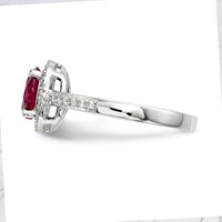 Brilliant Embers Sterling Silver Rhodium-plated 35 Stone Red Corundum and CZ Halo Ring view 4