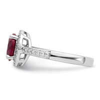 Brilliant Embers Sterling Silver Rhodium-plated 35 Stone Red Corundum and CZ Halo Ring view 3