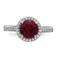 Brilliant Embers Sterling Silver Rhodium-plated 35 Stone Red Corundum and CZ Halo Ring view 5