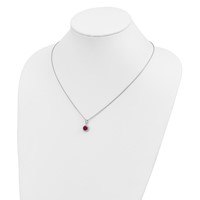 Brilliant Embers Sterling Silver Rhodium-plated 20 Stone Red Corundum and Clear CZ Halo Necklace with 2 Inch Extender, 18" view 4