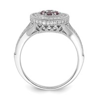 Brilliant Embers Sterling Silver Rhodium-plated 86 Stone Micro Pavé Red and White CZ Circle Ring view 2