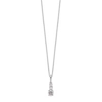 Brilliant Embers Sterling Silver Rhodium-plated 3 Stone Micro Pavé CZ Necklace with 2 Inch Extender, 18" view 2