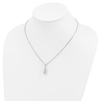 Brilliant Embers Sterling Silver Rhodium-plated 3 Stone Micro Pavé CZ Necklace with 2 Inch Extender, 18" view 4