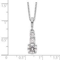Brilliant Embers Sterling Silver Rhodium-plated 3 Stone Micro Pavé CZ Necklace with 2 Inch Extender, 18" view 3