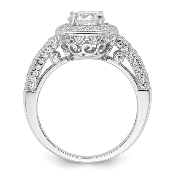 Brilliant Embers Sterling Silver Rhodium-plated 81 Stone Halo Micro Pavé CZ Ring