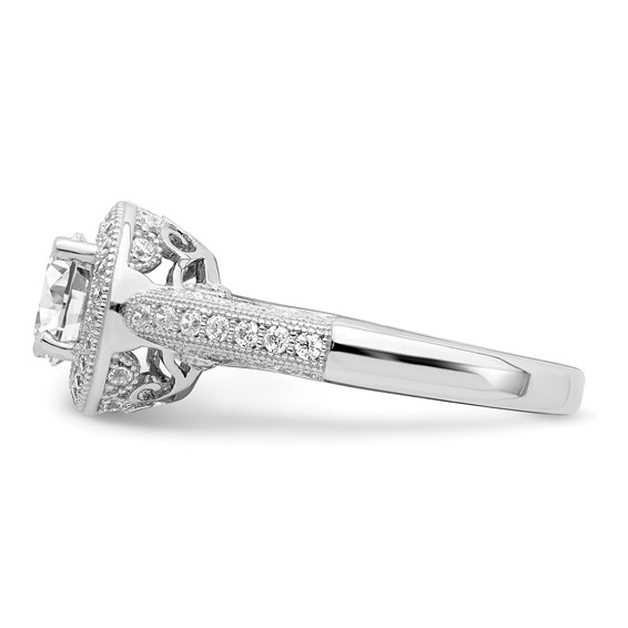 Brilliant Embers Sterling Silver Rhodium-plated 81 Stone Halo Micro Pavé CZ Ring