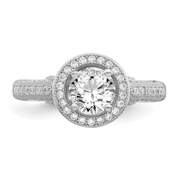 Brilliant Embers Sterling Silver Rhodium-plated 81 Stone Halo Micro Pavé CZ Ring