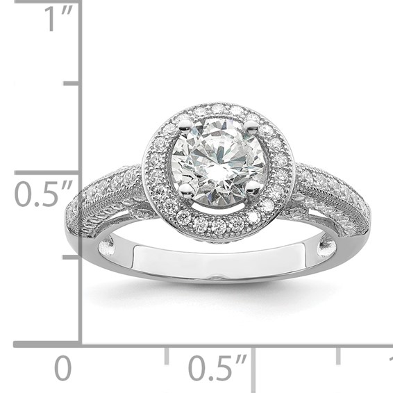 Brilliant Embers Sterling Silver Rhodium-plated 81 Stone Halo Micro Pavé CZ Ring