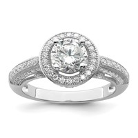 Brilliant Embers Sterling Silver Rhodium-plated 81 Stone Halo Micro Pavé CZ Ring view 1