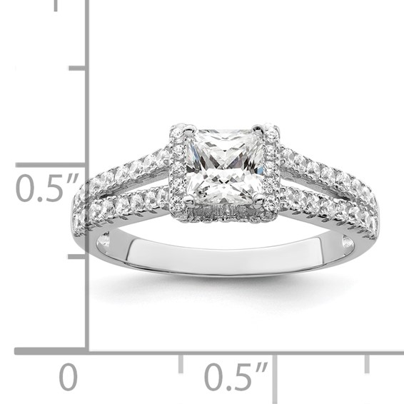 Brilliant Embers Sterling Silver Rhodium-plated 61 Stone Micro Pavé CZ Ring