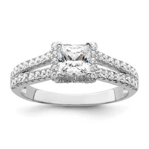 Brilliant Embers Sterling Silver Rhodium-plated 61 Stone Micro Pavé CZ Ring