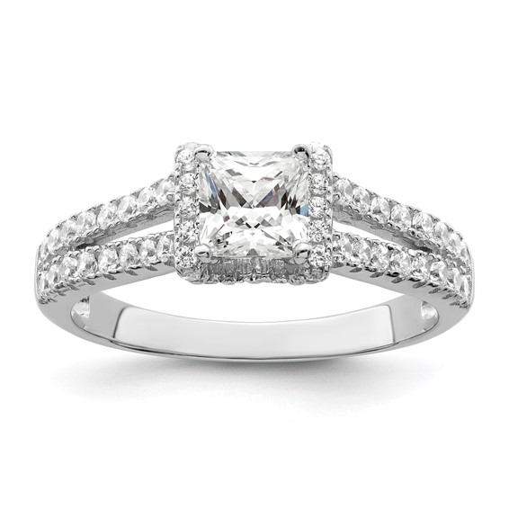 Brilliant Embers Sterling Silver Rhodium-plated 61 Stone Micro Pavé CZ Ring