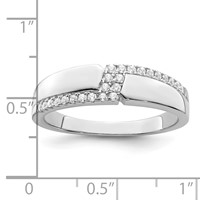 Brilliant Embers Sterling Silver Rhodium-plated 24 Stone Micro Pavé CZ Men's Ring view 4