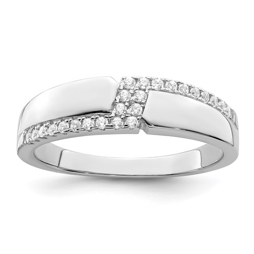 Brilliant Embers Sterling Silver Rhodium-plated 24 Stone Micro Pavé CZ Men's Ring