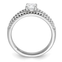 Brilliant Embers Sterling Silver Rhodium-plated 40 Stone Micro Pavé CZ 2 Piece Wedding Ring Set view 2