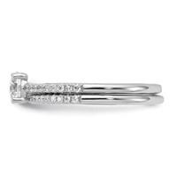 Brilliant Embers Sterling Silver Rhodium-plated 40 Stone Micro Pavé CZ 2 Piece Wedding Ring Set view 3