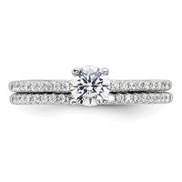 Brilliant Embers Sterling Silver Rhodium-plated 40 Stone Micro Pavé CZ 2 Piece Wedding Ring Set view 5